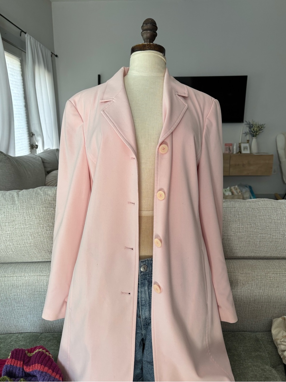 Liz Claiborne Pastel Pink long blazer jacket